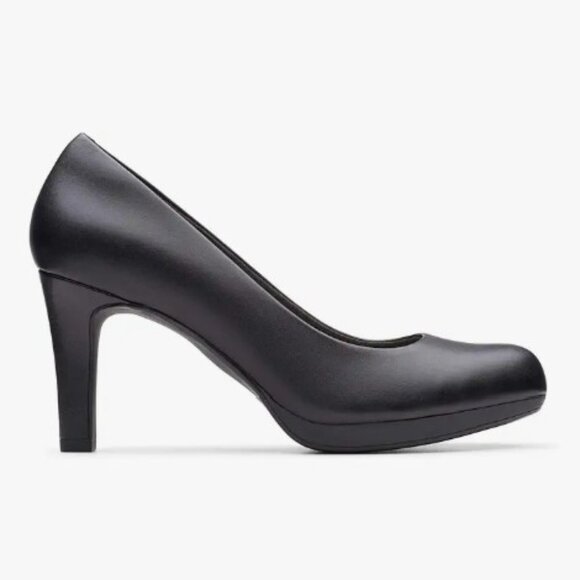 Clarks ADRIEL VIOLA BLACK LEATHER CUIR NOIR - Picture 1 of 1